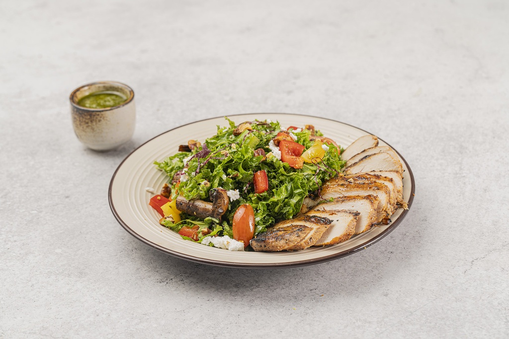 Kale and Caramelised Mushroom with Cheese