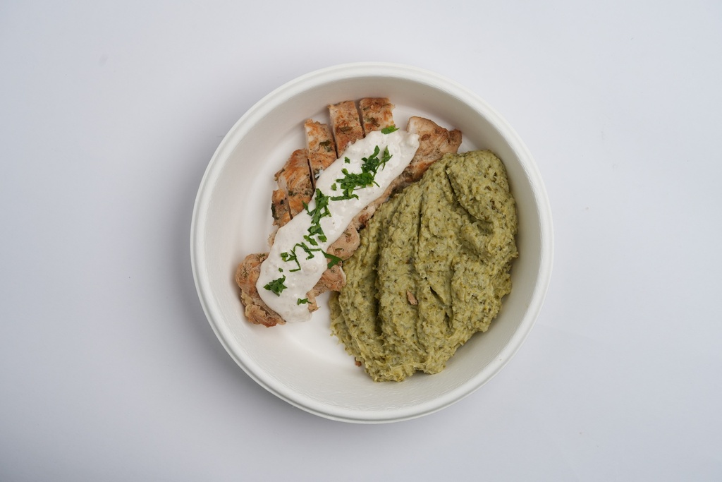 Keto mashed broccoli with Ginger chicken