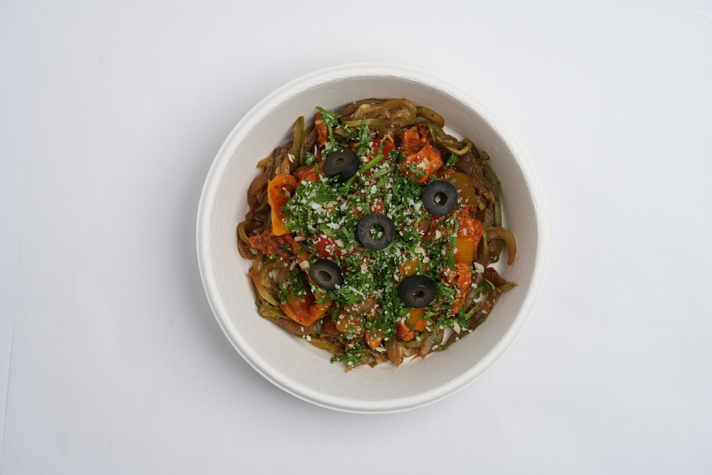 Eggplant Zoodles with Sautee Chicken