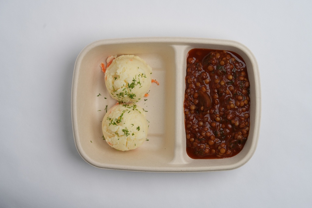 Lentil Mushroom Stew with Mash Potato