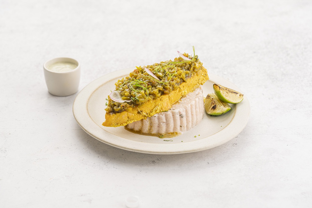 tajen Salmon with Creamy Cauliflower Puree