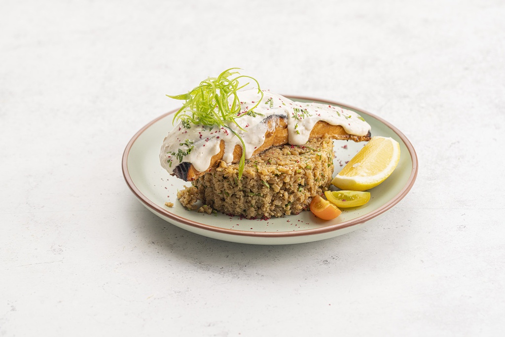 creamy lemon salmon with Cauliflower Rice
