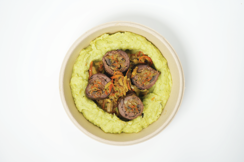 Tenderloin Roll With Pesto Mash Potato
