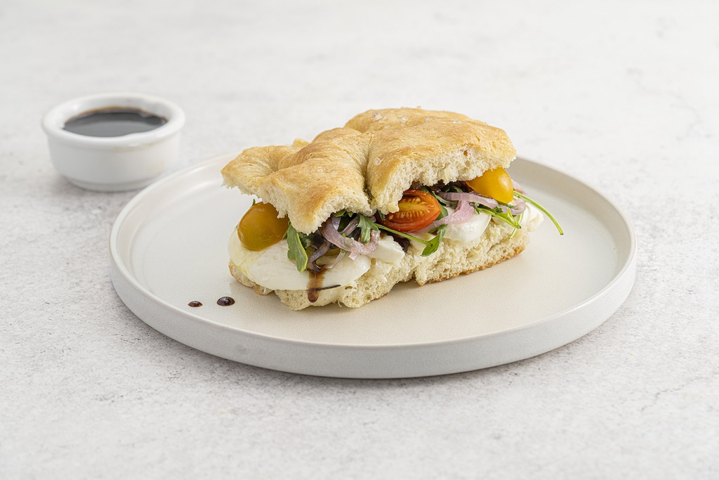 Foccaccia with Fresh mozzarilla and Rocca
