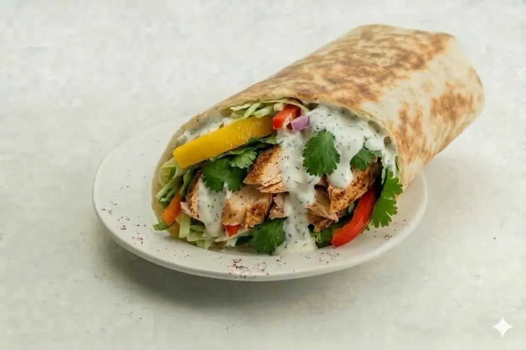 Cilantro chicken with ranch Sauce wrap