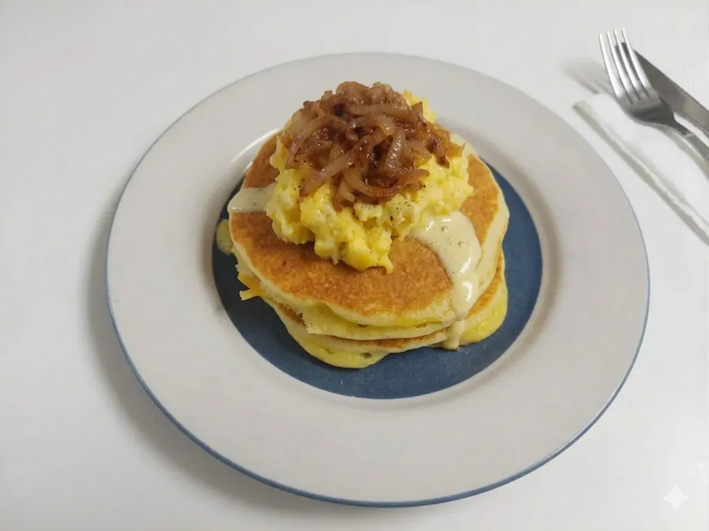 Egg Pancake with Caramelized Onion 